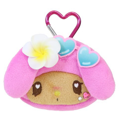 Japan Sanrio Face-Shaped Pouch with Carabiner - My Melody : Heart Eyes Summer Tan Sunburned Swimsuit Gal