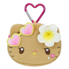 Japan Sanrio Face-Shaped Pouch with Carabiner - Hello Kitty : Heart Eyes Summer Tan Sunburned Swimsuit Gal
