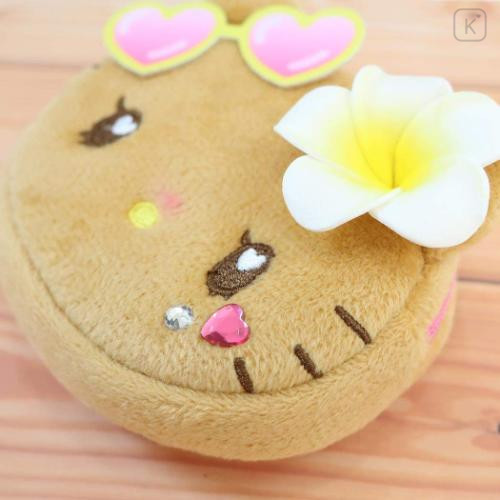 Japan Sanrio Face-Shaped Pouch with Carabiner - Hello Kitty : Heart Eyes Summer Tan Sunburned Swimsuit Gal - 4