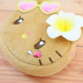 Japan Sanrio Face-Shaped Pouch with Carabiner - Hello Kitty : Heart Eyes Summer Tan Sunburned Swimsuit Gal - 4