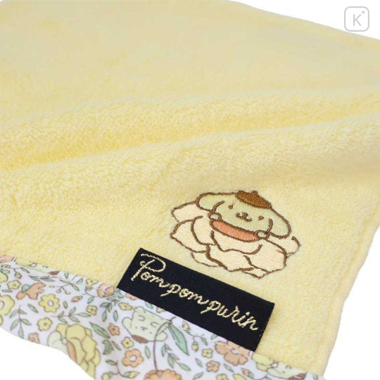 Japan Sanrio Mini Towel Jacquard Handkerchief - Pompompurin : Thumbelina Flower - 2