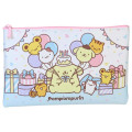 Japan Sanrio Flat Pouch - Pompompurin : 30th Anniversary Happy Birthday Party Friends Balloon Blue - 1