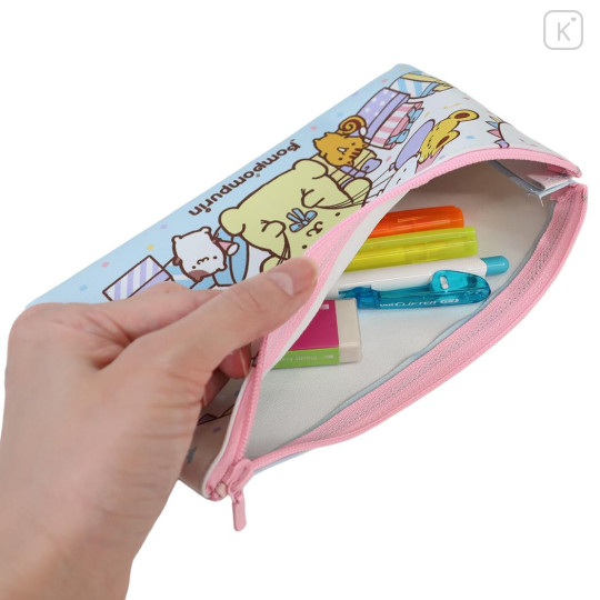 Japan Sanrio Flat Pouch - Pompompurin : 30th Anniversary Happy Birthday Party Friends Balloon Blue - 3