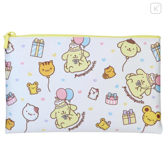 Japan Sanrio Flat Pouch - Pompompurin : 30th Anniversary Happy Birthday Party Friends Balloon - 1