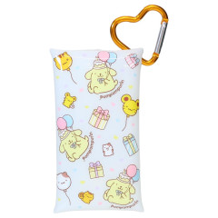 Japan Sanrio Clear Multi Case with Carabiner (S) - Pompompurin : 30th Anniversary Happy Birthday Party Friends Balloon