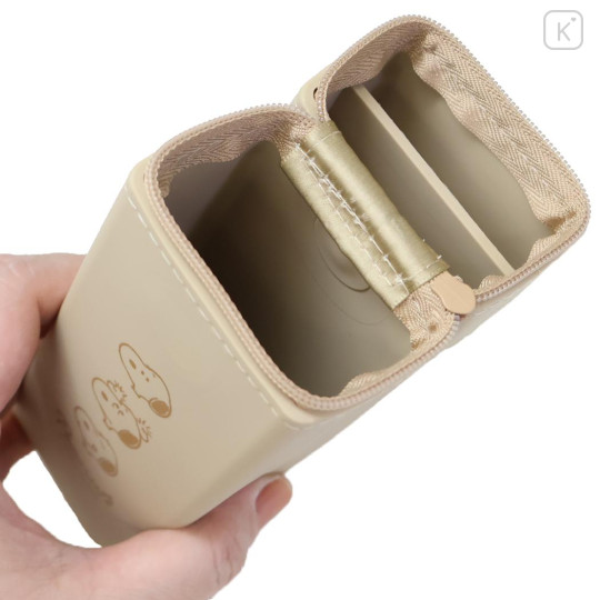 Japan Peanuts Pecomag Vertical Desk Organizer Pen Pouch Pencil Case - Snoopy : Beige - 3