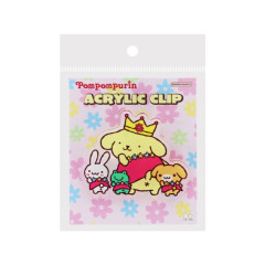 Japan Sanrio Acrylic Clip - Pompompurin : 30th Anniversary Friends Pink