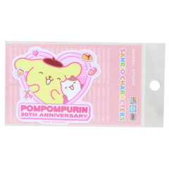 Japan Sanrio Vinyl Sticker - Pompompurin : 30th Anniversary Muffin Pixel Heart Pink