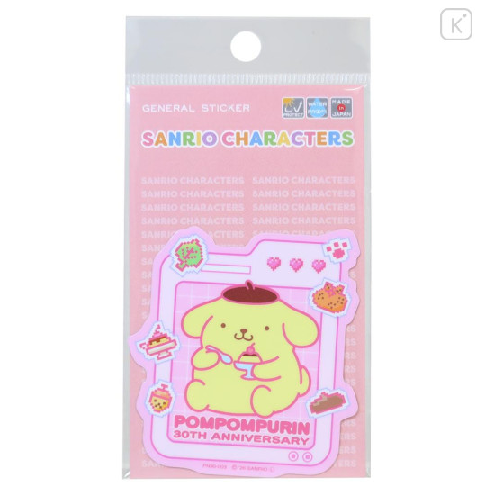 Japan Sanrio Vinyl Sticker - Pompompurin : 30th Anniversary Pixel Pink - 1