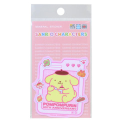 Japan Sanrio Vinyl Sticker - Pompompurin : 30th Anniversary Pixel Pink