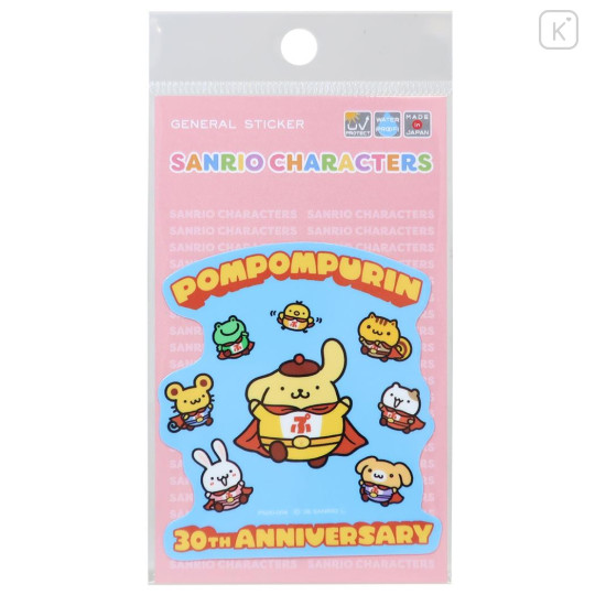 Japan Sanrio Vinyl Sticker - Pompompurin : 30th Anniversary Hero Friends - 1