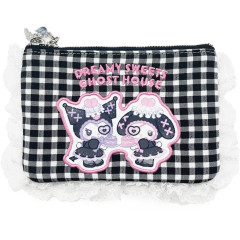 Japan Sanrio Gingham Tissue Pouch - Kuromi & My Melody : Dreamy Sweets Ghost House