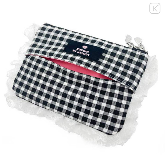 Japan Sanrio Gingham Tissue Pouch - Kuromi & My Melody : Dreamy Sweets Ghost House - 2