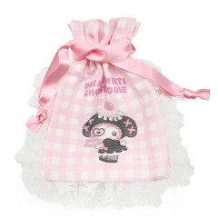 Japan Sanrio Gingham Mini Drawstring Bag - My Melody : Dreamy Sweets Ghost House