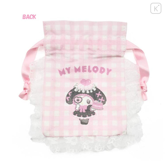 Japan Sanrio Gingham Mini Drawstring Bag - My Melody : Dreamy Sweets Ghost House - 3