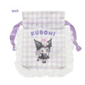 Japan Sanrio Gingham Mini Drawstring Bag - Kuromi : Dreamy Sweets Ghost House - 3