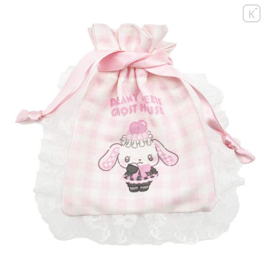 Japan Sanrio Gingham Mini Drawstring Bag - Sugarbunnies : Dreamy Sweets Ghost House Shirousa - 1