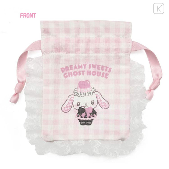 Japan Sanrio Gingham Mini Drawstring Bag - Sugarbunnies : Dreamy Sweets Ghost House Shirousa - 2