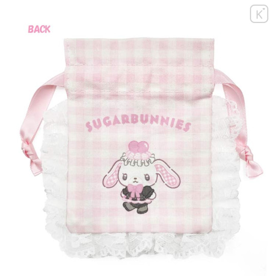 Japan Sanrio Gingham Mini Drawstring Bag - Sugarbunnies : Dreamy Sweets Ghost House Shirousa - 3