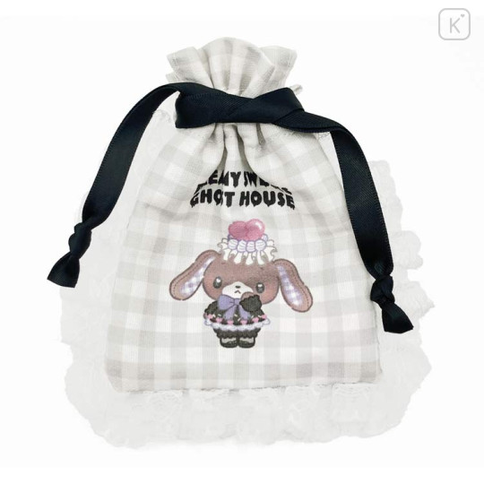 Japan Sanrio Gingham Mini Drawstring Bag - Sugarbunnies : Dreamy Sweets Ghost House Kurousa - 1