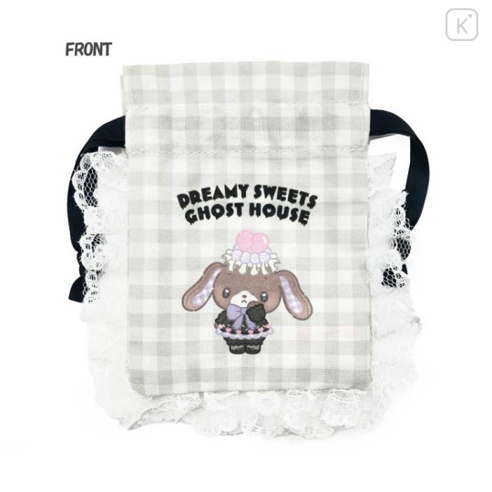 Japan Sanrio Gingham Mini Drawstring Bag - Sugarbunnies : Dreamy Sweets Ghost House Kurousa - 2