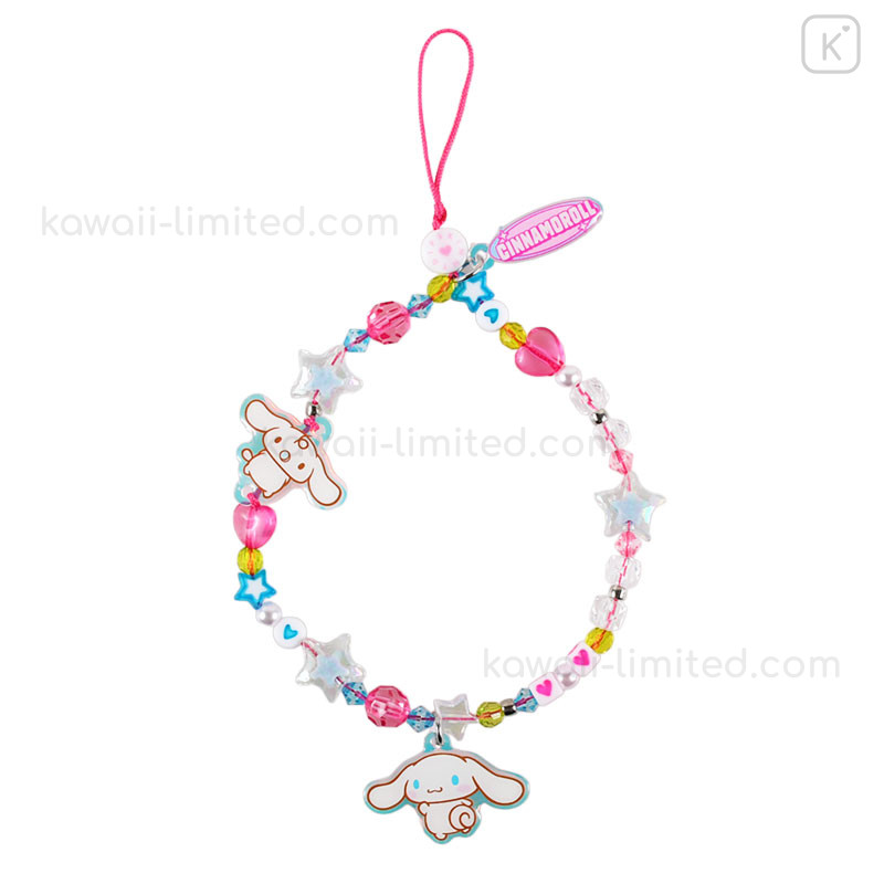 Japan Sanrio Skinnydip Beaded Phone Strap - Cinnamoroll | Kawaii