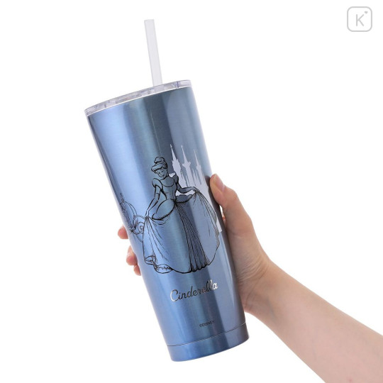 Japan Disney Store Stainless Steel Tumbler with Lid & Straw - Cinderella : Princess Dream - 3