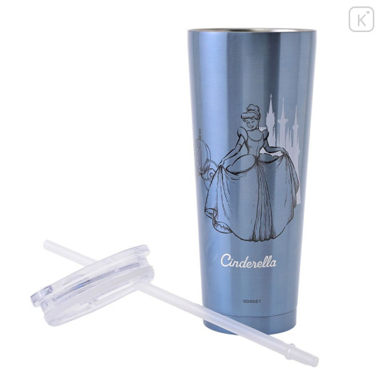 Japan Disney Store Stainless Steel Tumbler with Lid & Straw - Cinderella : Princess Dream - 5