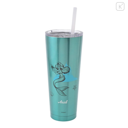 Japan Disney Store Stainless Steel Tumbler with Lid & Straw - Ariel : Princess Dream - 1