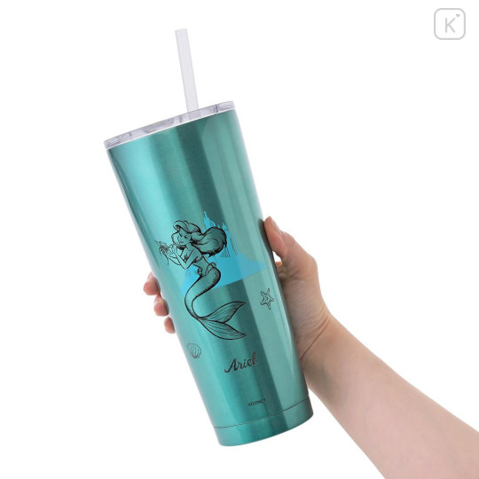 Japan Disney Store Stainless Steel Tumbler with Lid & Straw - Ariel : Princess Dream - 3