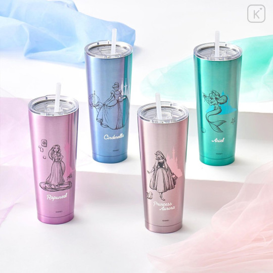 Japan Disney Store Stainless Steel Tumbler with Lid & Straw - Rapunzel : Princess Dream - 2