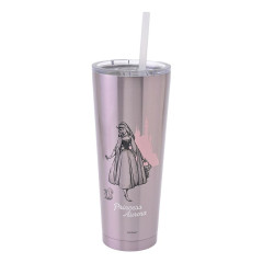 Japan Disney Store Stainless Steel Tumbler with Lid & Straw - Aurora : Princess Dream