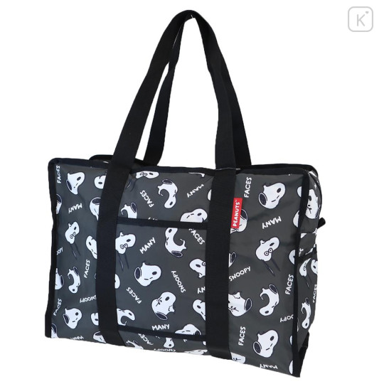 Japan Peanuts Souvenir Shopping Bag - Snoopy : Funny Face Black - 1