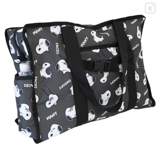 Japan Peanuts Souvenir Shopping Bag - Snoopy : Funny Face Black - 2