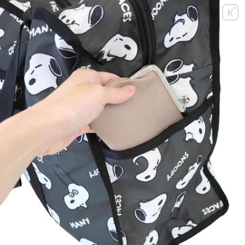 Japan Peanuts Souvenir Shopping Bag - Snoopy : Funny Face Black - 5