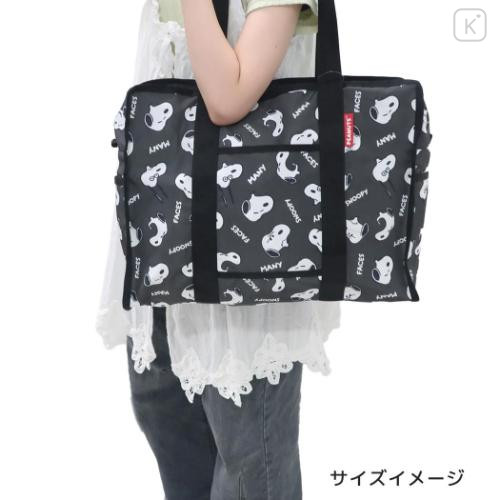 Japan Peanuts Souvenir Shopping Bag - Snoopy : Funny Face Black - 6