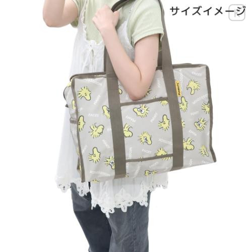 Japan Peanuts Souvenir Shopping Bag - Woodstock : Funny Face Brown - 6