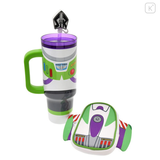 Japan Disney Store Water Bottle with Straw Cap and Pouch - Buzz Lightyear : Body - 8