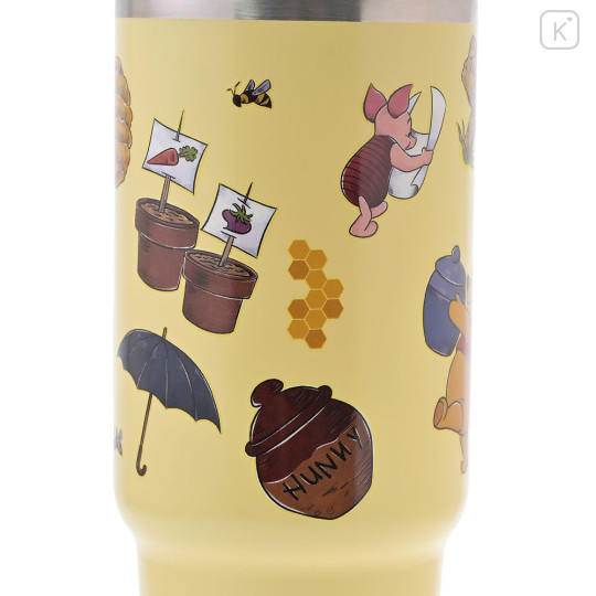 Japan Disney Store Stainless Steel Tumbler with Straw - Piglet & Pooh & Tigger - 3