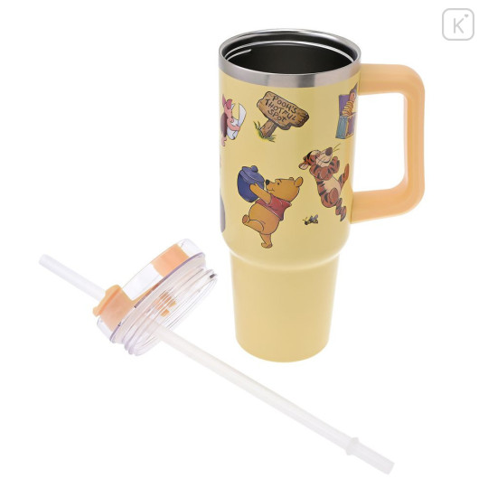 Japan Disney Store Stainless Steel Tumbler with Straw - Piglet & Pooh & Tigger - 4