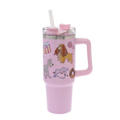 Japan Disney Store Stainless Steel Tumbler with Straw - Lady and the Tramp