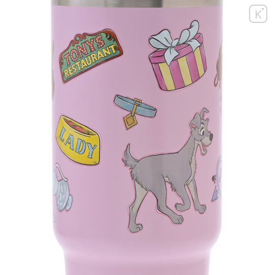 Japan Disney Store Stainless Steel Tumbler with Straw - Lady and the Tramp - 3