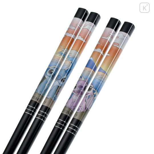 Japan Disney Store Wooden Chopsticks 23cm Set - Angel & Stitch - 4