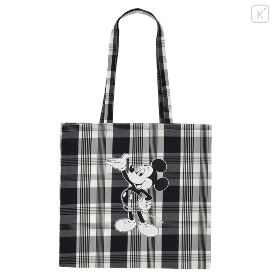 Japan Disney Store Tote Bag - Mickey : Monotone Plaid Check - 1