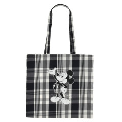 Japan Disney Store Tote Bag - Mickey : Monotone Plaid Check