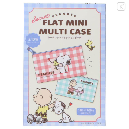 Japan Peanuts Secret Flat Mini Pouch - Snoopy & Woodstock : Characters Gingham Blind Box - 1