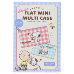 Japan Peanuts Secret Flat Mini Pouch - Snoopy & Woodstock : Characters Gingham Blind Box