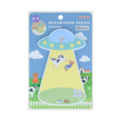 Japan Sun-Star Die-Cut Sticky Notes - UFO Flying Milking Farm Funny