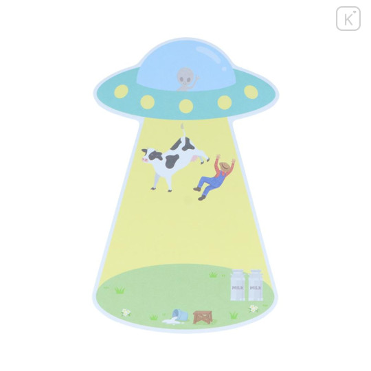 Japan Sun-Star Die-Cut Sticky Notes - UFO Flying Milking Farm Funny - 3