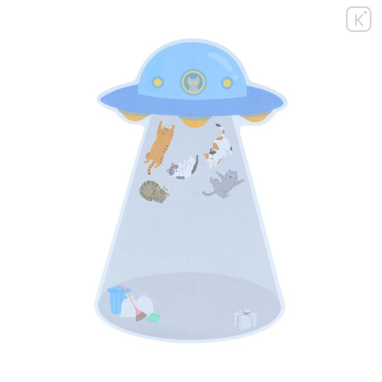 Japan Sun-Star Die-Cut Sticky Notes - UFO Flying Cat Funny - 3